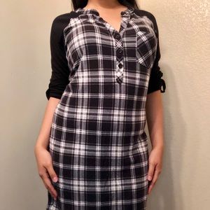 Black and white checkered plaid dress